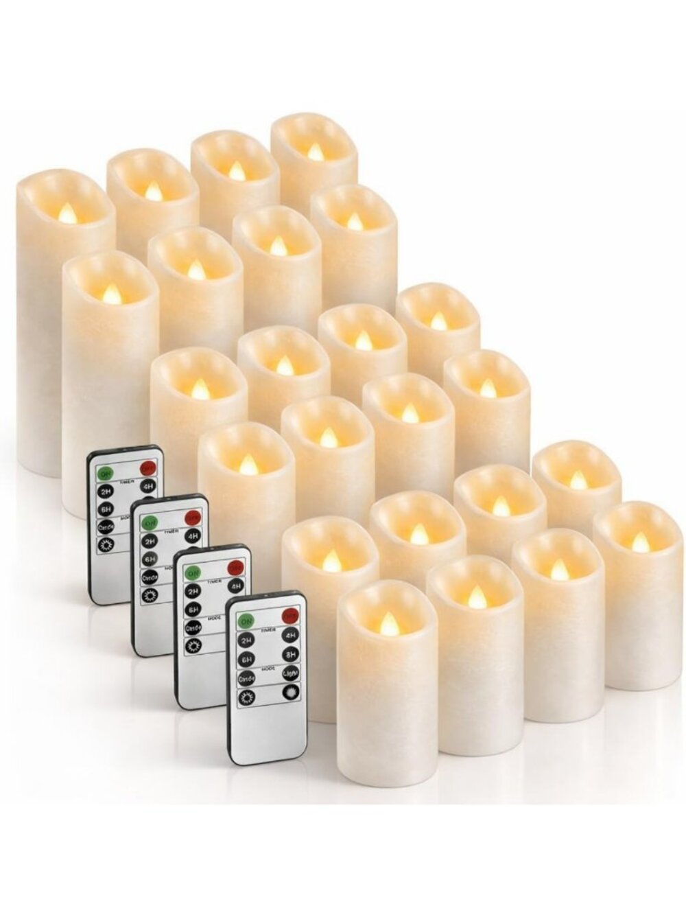 24 Slim Outdoor LED Candles - Battery Operated Flickering Pillars for Patio